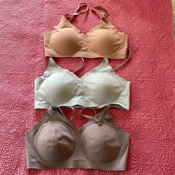 Other - Bras lot of 3. Sz L Nude gray lilac. Padded removable cups adjustable straps